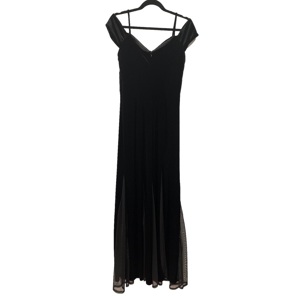 NW Nightway Velvet Off The Shoulder NYE LBD Gown Dress Formal Gown Trim Size 6